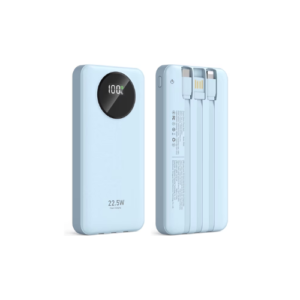 JIUMESS 10000mAh Power Bank with Cables 22.5W Fast Portable Charger Compatible for iPhone, Android