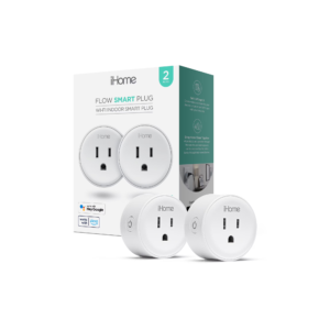 iHome Smart Plug, 15A Wi-Fi Outlet, Works with Alexa & Google Home, App Control, Timer, 2 pack – White