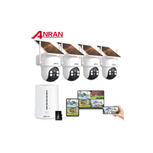 ANRAN 2K/4MP Solar Security Camera with Base Station, Spotlight, Expandable Local Storage, No Monthly Fee, 360° View Wireless Outdoor Camera, Waterproof PIR Detection, Home Surveillance System Camera