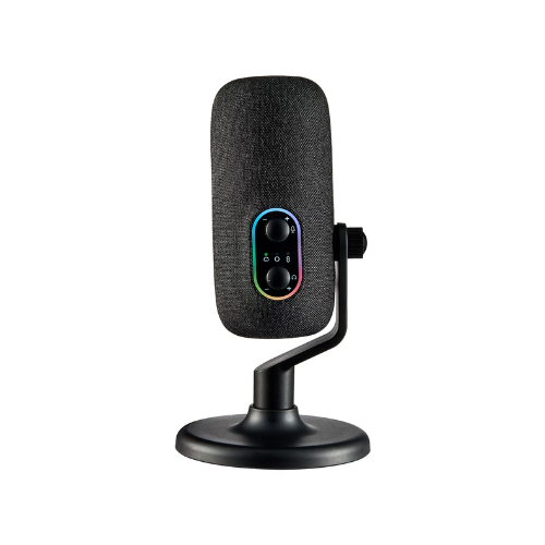 onn USB Tri-Pattern Microphone with Volume/Mute Controls and 3.5mm Headphone Jack, Black
