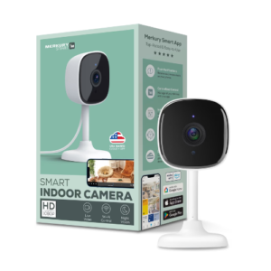 Merkury Smart Indoor Camera 1080p - Wi-Fi Security Cam with Night Vision, White (1-Pack)